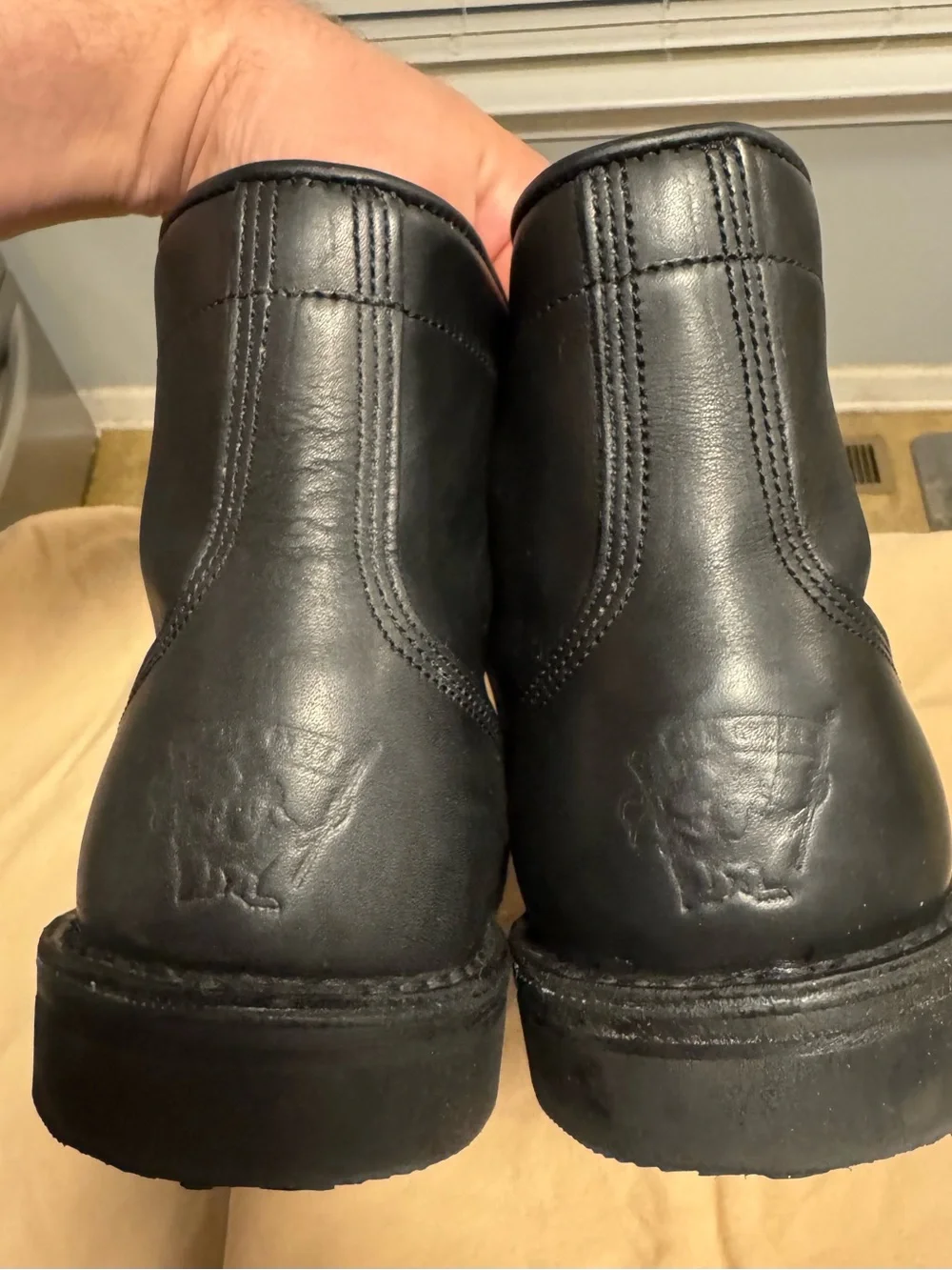 Jim Green- 719 Tyre Wedge -Black Leather Lace-Up Boots